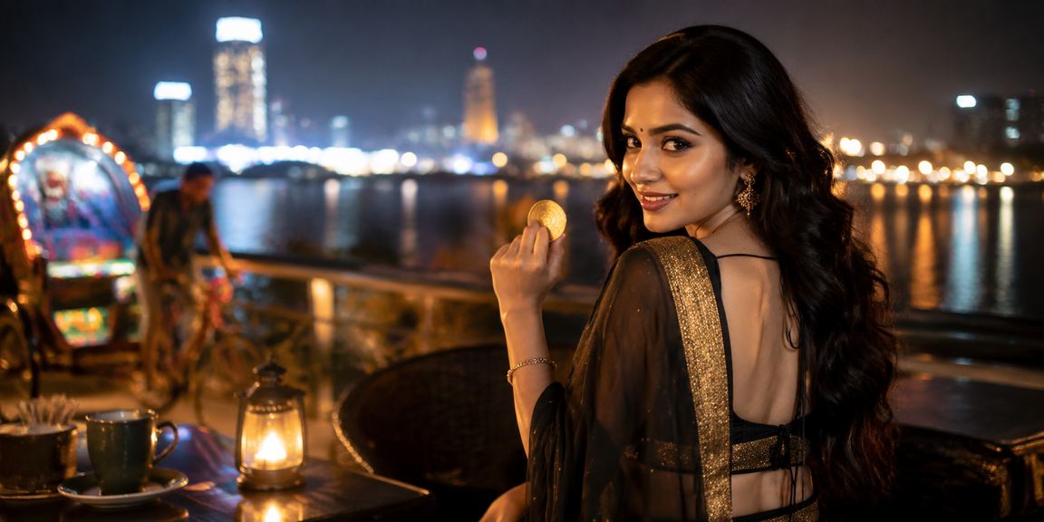 ঢাকায় বিচে বসে মোবাইলে টস প্রেডিকশন করছেন একজন ব্যবহারকারী